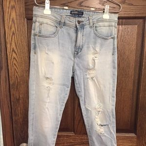 Zara Light Wash Destroyed Denim Jeans